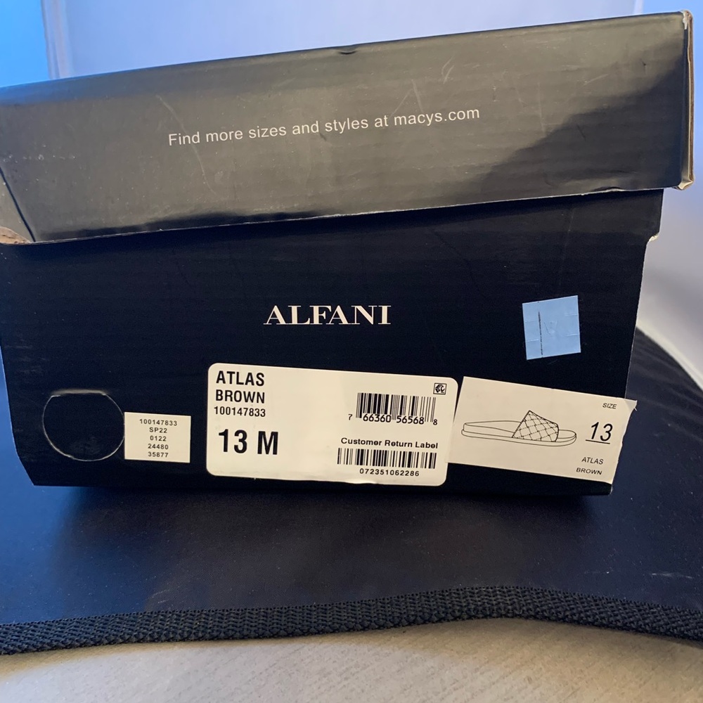 Alfani Atlas‎ Brown Slide Sandals Men’s Size 13 New With Box - Picture 4 of 4